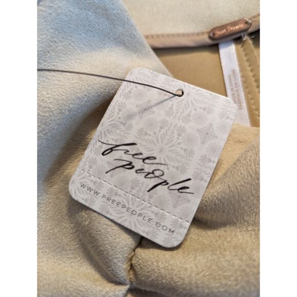 FREE PEOPLE Tan Avas High Waisted Cinched Seam Microsuede Mini Skirt Size 10 NEW - Picture 7 of 8